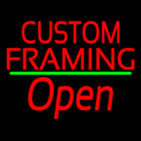 Red Custom Framing With Open 3 Neon Skilt