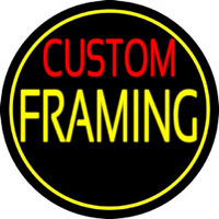 Red Custom Yellow Framing With Circle Neon Skilt