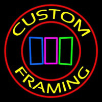 Red Custom Yellow Framing With Logo Neon Skilt