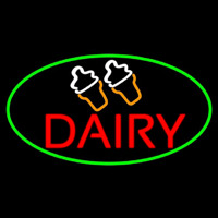 Red Dairy With Logo Neon Skilt