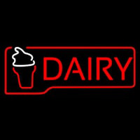 Red Dairy With Logo Neon Skilt