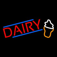 Red Dairy With Logo Neon Skilt