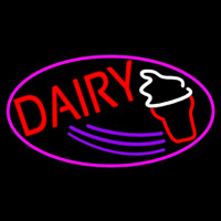 Red Dairy With Oval Neon Skilt