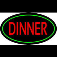 Red Dinner Oval Green Neon Skilt