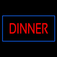 Red Dinner Rectangle Blue Neon Skilt
