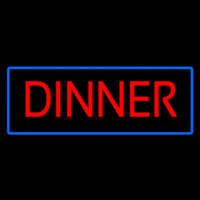 Red Dinner With Blue Border Neon Skilt