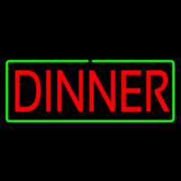 Red Dinner With Green Border Neon Skilt