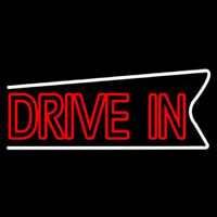 Red Double Stroke Drive In Neon Skilt