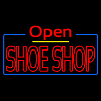 Red Double Stroke Shoe Shop Open Neon Skilt