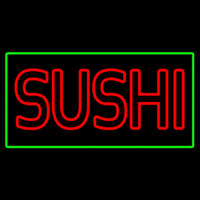 Red Double Stroke Sushi With Green Border Neon Skilt