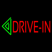 Red Drive In Green Arrow Block Neon Skilt