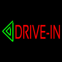 Red Drive In Green Arrow Neon Skilt