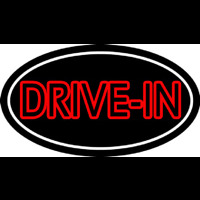 Red Drive In With White Border Neon Skilt