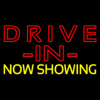 Red Drive In Yellow Now Showing Neon Skilt