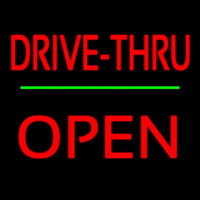 Red Drive Thru Block Open Green Line Neon Skilt