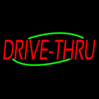 Red Drive Thru Neon Skilt