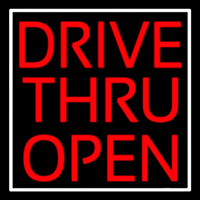 Red Drive Thru Open Neon Skilt