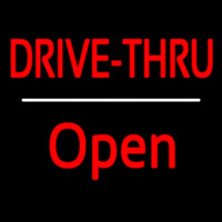 Red Drive Thru Open White Line Neon Skilt