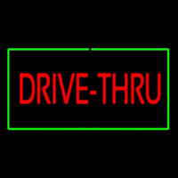 Red Drive Thru Rectangle Green Neon Skilt