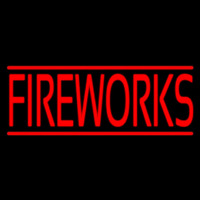 Red Fireworks Block Neon Skilt