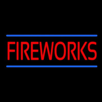 Red Fireworks Blue Lines Neon Skilt