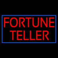 Red Fortune Teller Blue Border Neon Skilt