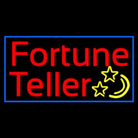 Red Fortune Teller Blue Border Neon Skilt