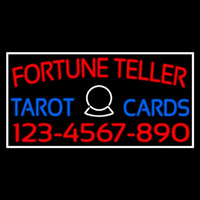 Red Fortune Teller Blue Tarot Cards With Phone Number Neon Skilt