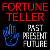 Red Fortune Teller White Past Present Future Neon Skilt