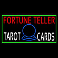 Red Fortune Teller White Tarot Cards With Green Border Neon Skilt