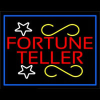 Red Fortune Teller With Blue Border Neon Skilt