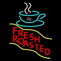 Red Fresh Roasted Coffee Cup Neon Skilt
