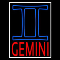 Red Gemini White Border Neon Skilt