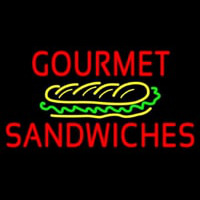 Red Gourmet Sandwiches Neon Skilt