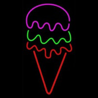 Red Green Ice Cream Cone Neon Skilt