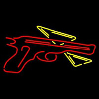 Red Gun With Pizza Neon Skilt