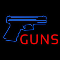 Red Guns With Blue Logo Neon Skilt