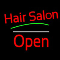 Red Hair Salon Open White Line Neon Skilt