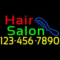 Red Hair Salon With Comb And Number Neon Skilt