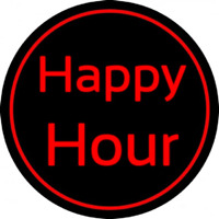 Red Happy Hour Neon Skilt