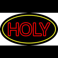 Red Holy With Border Neon Skilt