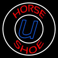 Red Horse Shoe With Border Neon Skilt