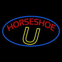 Red Horseshoe Blue Border Neon Skilt