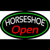 Red Horseshoe Open Neon Skilt