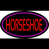 Red Horseshoe With Border Neon Skilt
