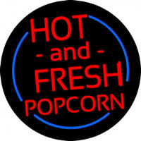 Red Hot And Fresh Popcorn With Border Neon Skilt