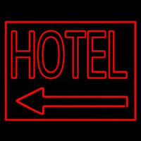 Red Hotel With Arrow Neon Skilt