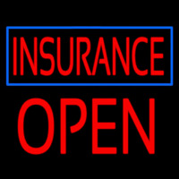 Red Insurance Blue Border Open Block Neon Skilt
