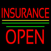 Red Insurance Open Block Yellow Green Line Neon Skilt