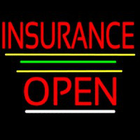 Red Insurance Open Yellow Line Neon Skilt
